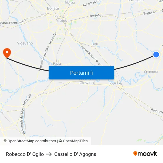 Robecco D' Oglio to Castello D' Agogna map