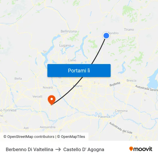 Berbenno Di Valtellina to Castello D' Agogna map
