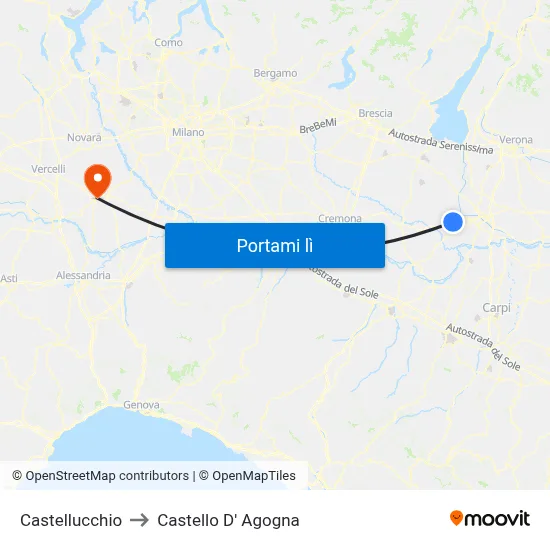 Castellucchio to Castello D' Agogna map