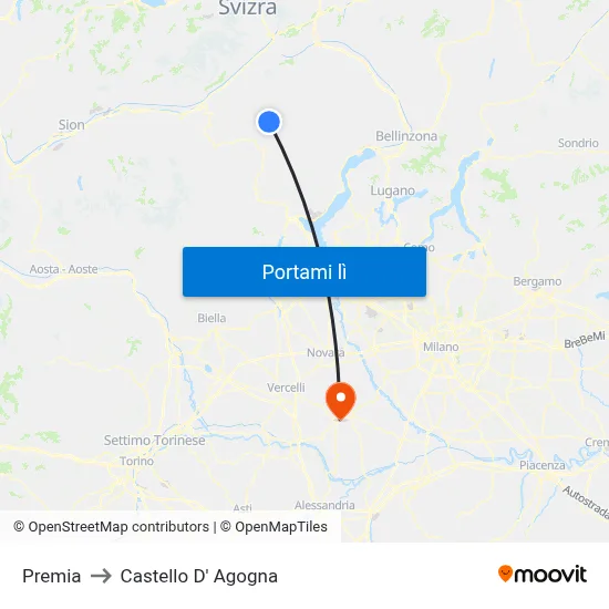 Premia to Castello D' Agogna map