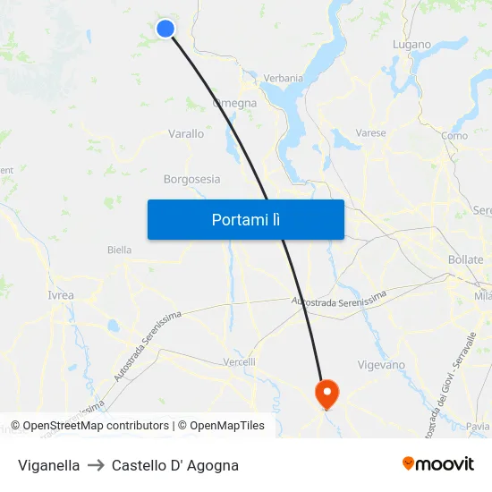 Viganella to Castello D' Agogna map