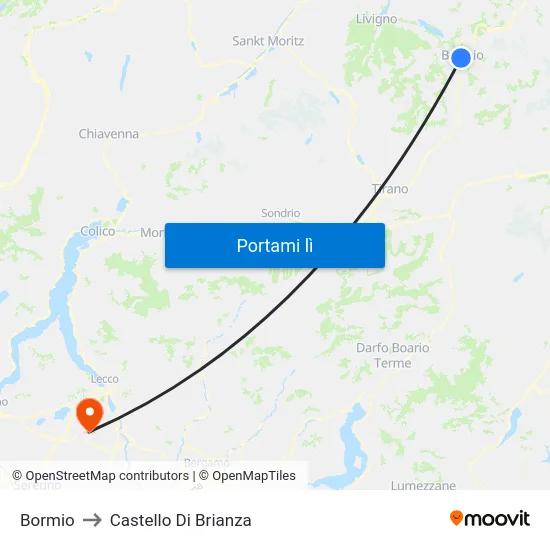 Bormio to Castello Di Brianza map