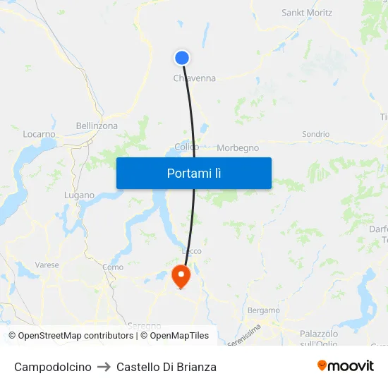 Campodolcino to Castello Di Brianza map