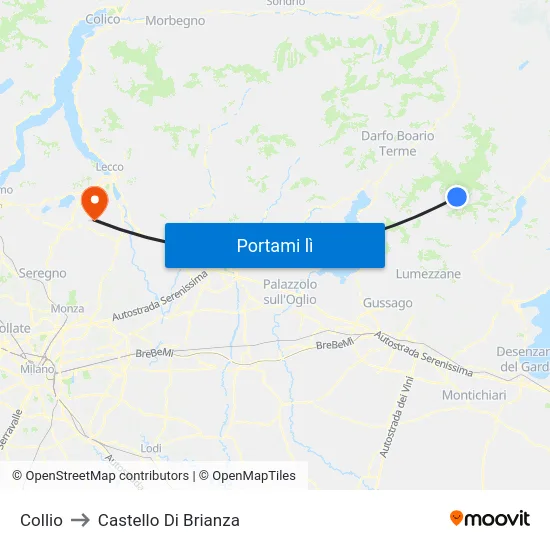 Collio to Castello Di Brianza map