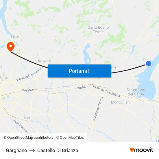 Gargnano to Castello Di Brianza map