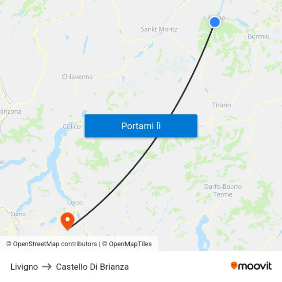 Livigno to Castello Di Brianza map