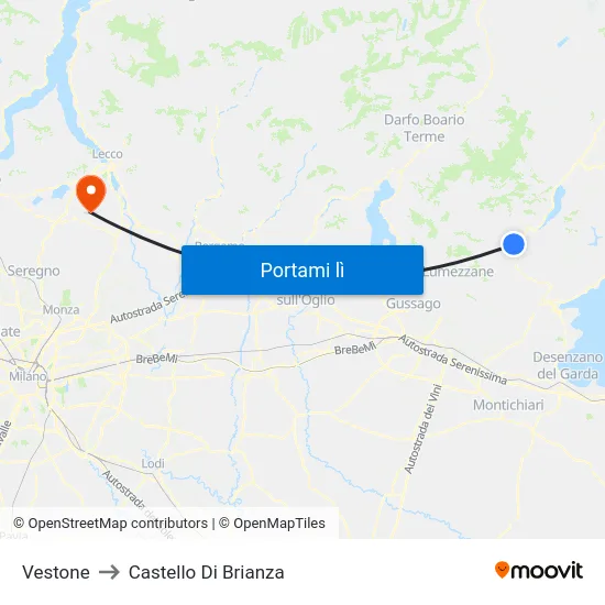 Vestone to Castello Di Brianza map
