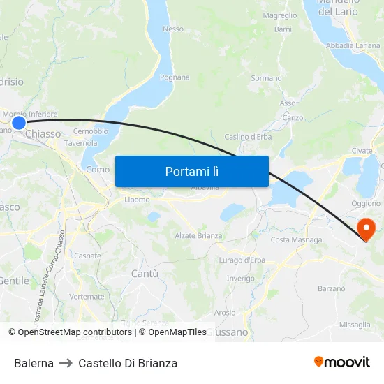 Balerna to Castello Di Brianza map