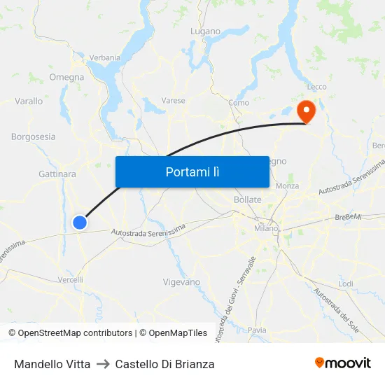Mandello Vitta to Castello Di Brianza map