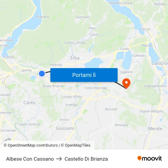 Albese Con Cassano to Castello Di Brianza map