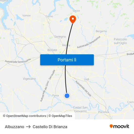 Albuzzano to Castello Di Brianza map
