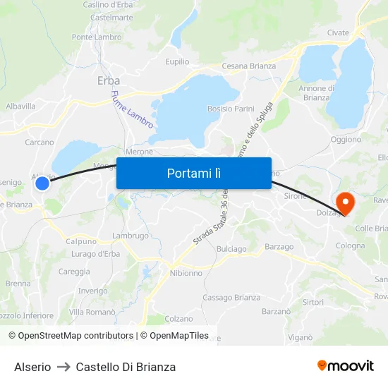 Alserio to Castello Di Brianza map