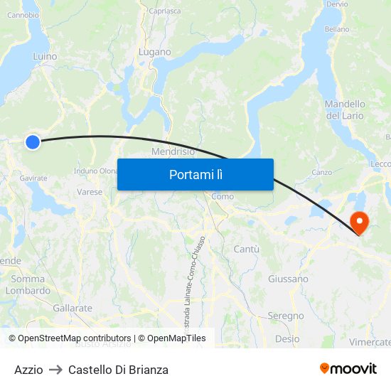 Azzio to Castello Di Brianza map