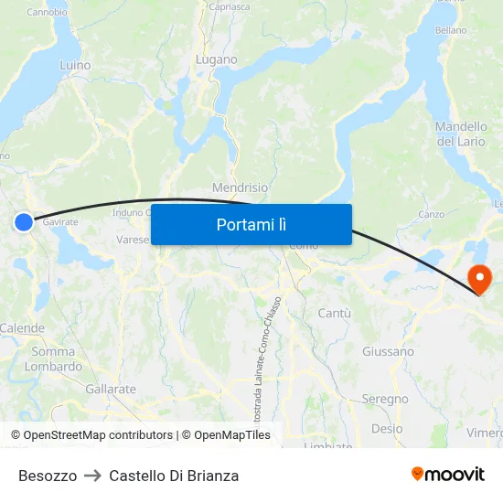 Besozzo to Castello Di Brianza map