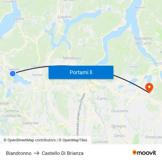 Biandronno to Castello Di Brianza map