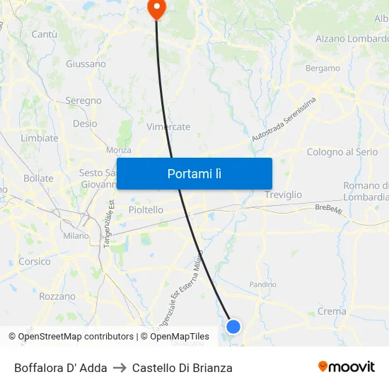 Boffalora D' Adda to Castello Di Brianza map
