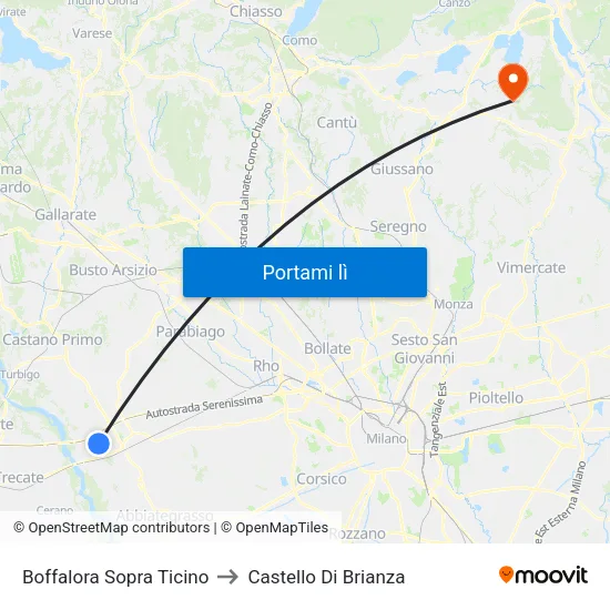 Boffalora Sopra Ticino to Castello Di Brianza map