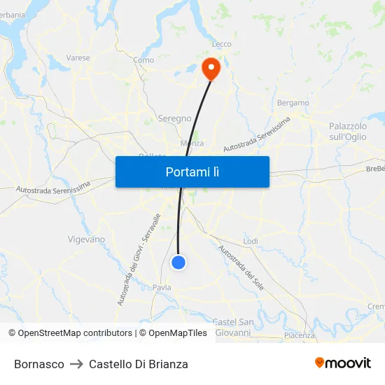 Bornasco to Castello Di Brianza map