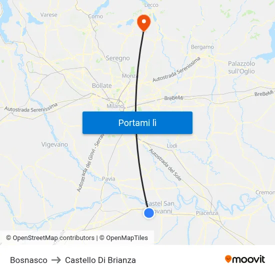 Bosnasco to Castello Di Brianza map