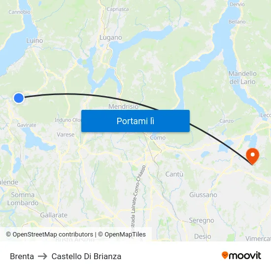 Brenta to Castello Di Brianza map