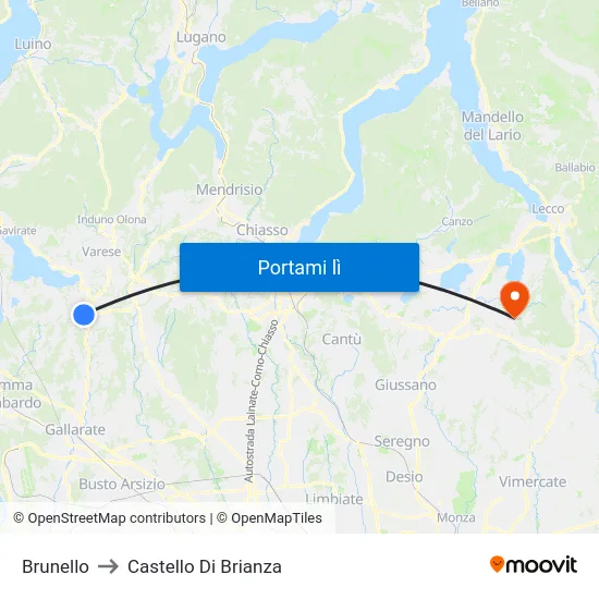 Brunello to Castello Di Brianza map