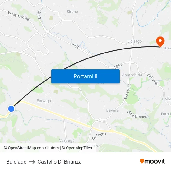 Bulciago to Castello Di Brianza map