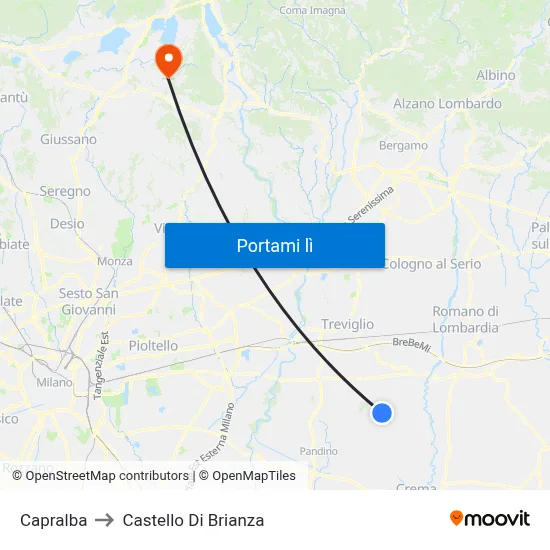 Capralba to Castello Di Brianza map