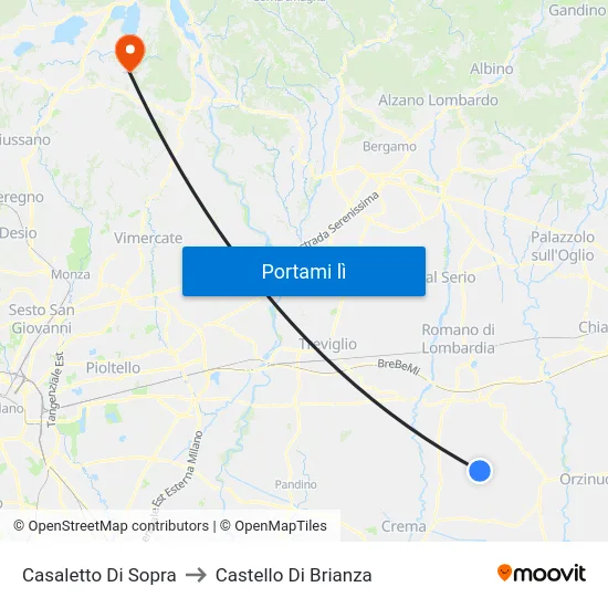 Casaletto Di Sopra to Castello Di Brianza map