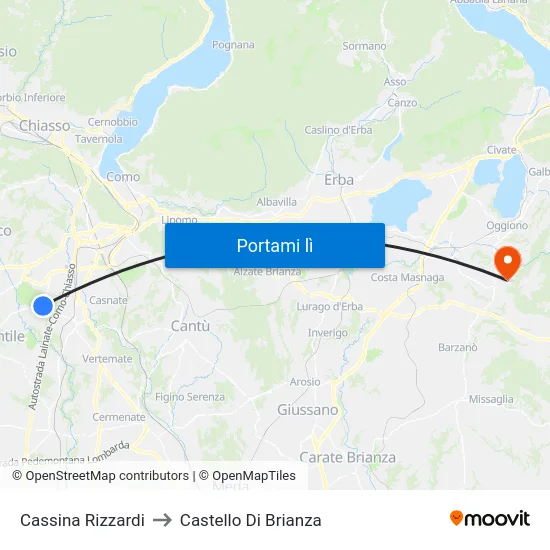 Cassina Rizzardi to Castello Di Brianza map