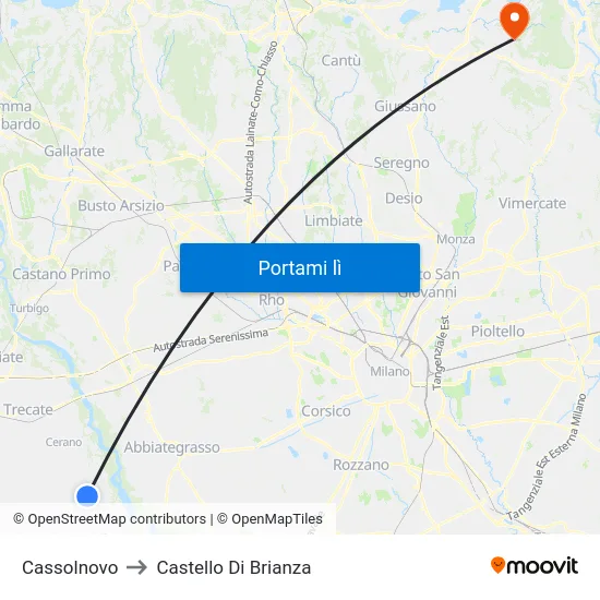 Cassolnovo to Castello Di Brianza map