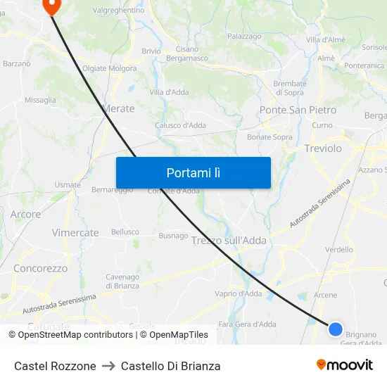 Castel Rozzone to Castello Di Brianza map