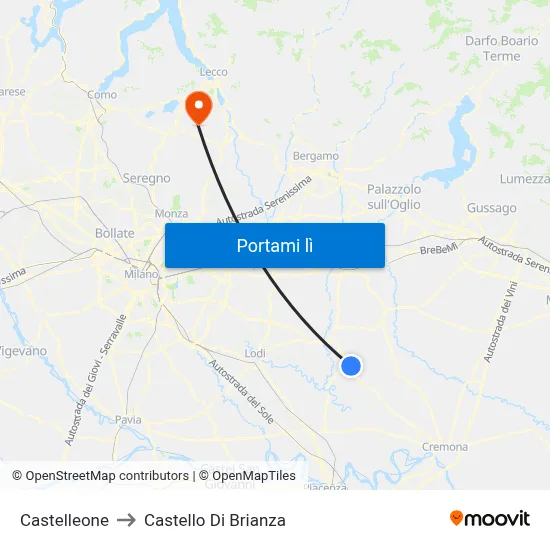 Castelleone to Castello Di Brianza map