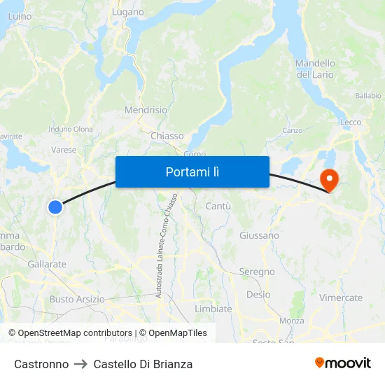 Castronno to Castello Di Brianza map