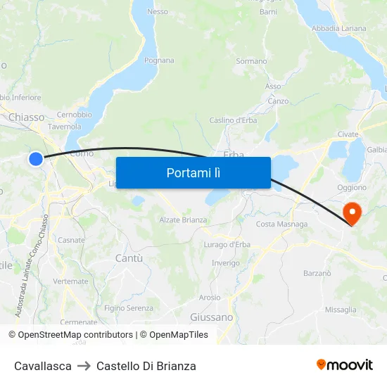 Cavallasca to Castello Di Brianza map