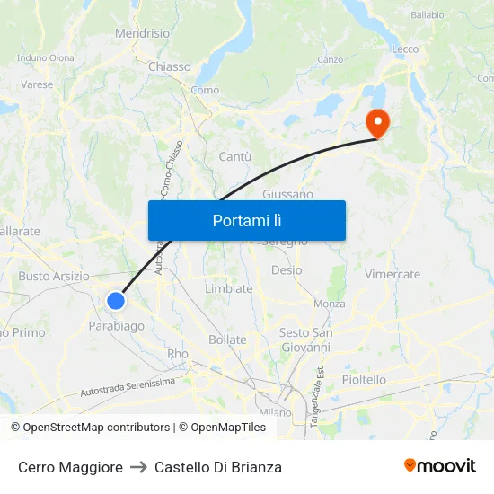 Cerro Maggiore to Castello Di Brianza map
