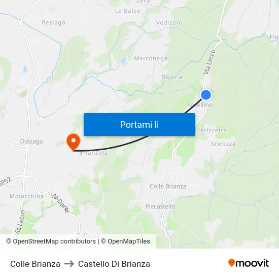 Colle Brianza to Castello Di Brianza map