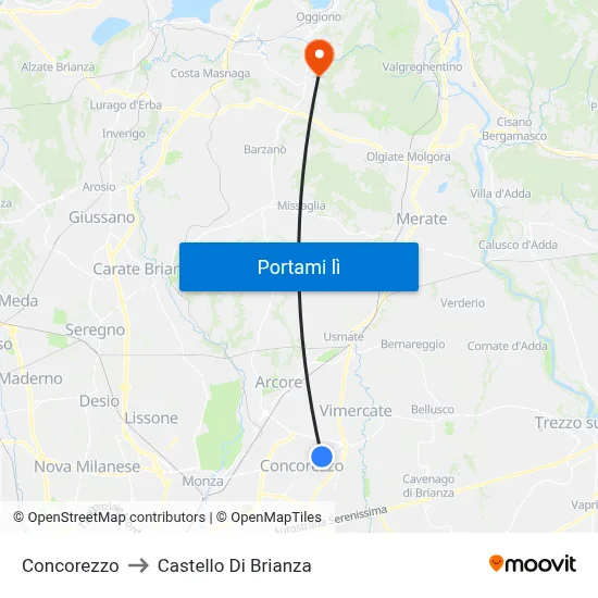 Concorezzo to Castello Di Brianza map