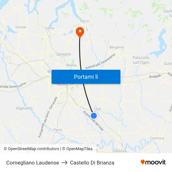 Cornegliano Laudense to Castello Di Brianza map