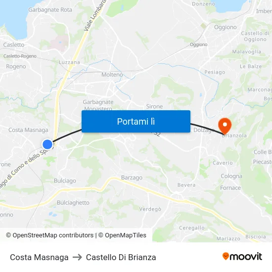 Costa Masnaga to Castello Di Brianza map