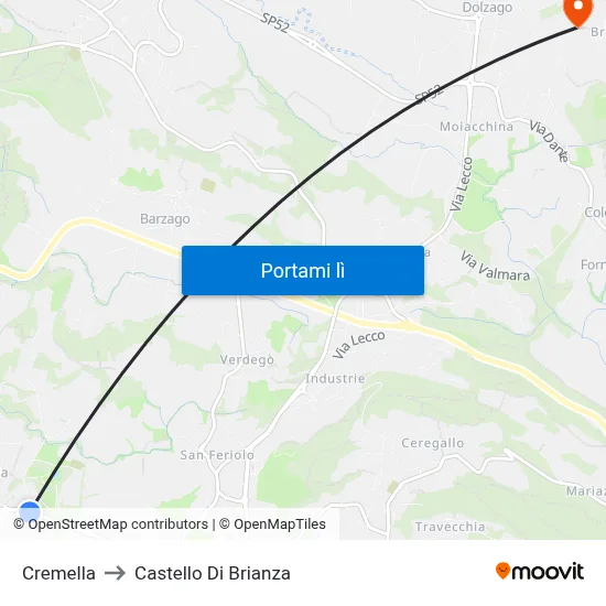 Cremella to Castello Di Brianza map
