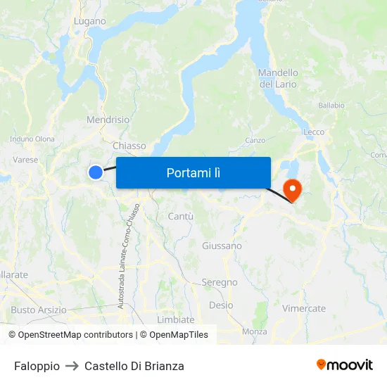 Faloppio to Castello Di Brianza map