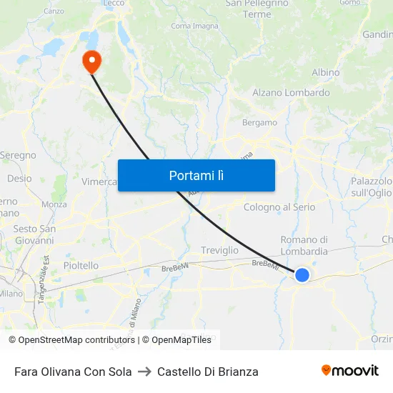 Fara Olivana Con Sola to Castello Di Brianza map
