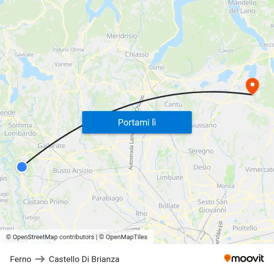 Ferno to Castello Di Brianza map