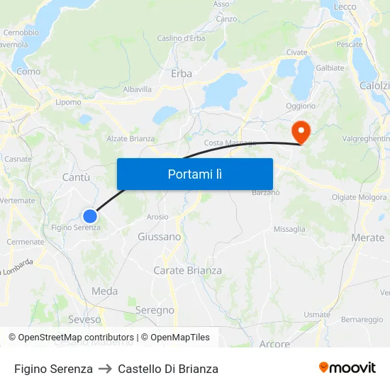 Figino Serenza to Castello Di Brianza map