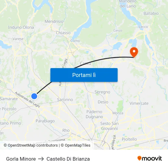 Gorla Minore to Castello Di Brianza map