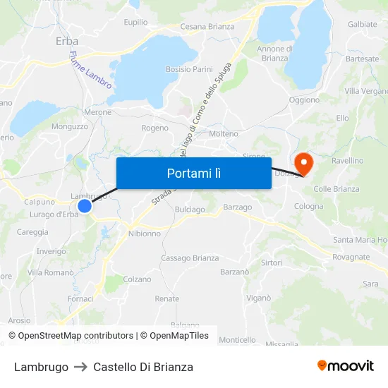 Lambrugo to Castello Di Brianza map