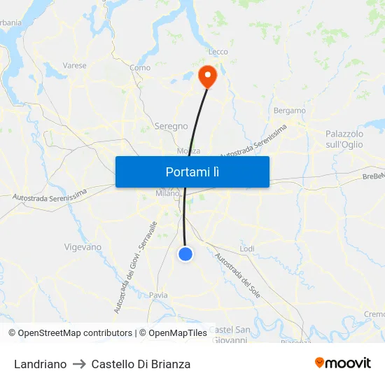 Landriano to Castello Di Brianza map