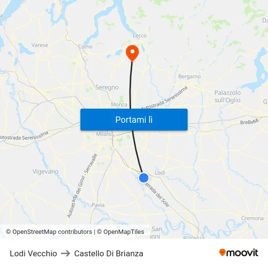 Lodi Vecchio to Castello Di Brianza map