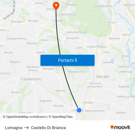 Lomagna to Castello Di Brianza map