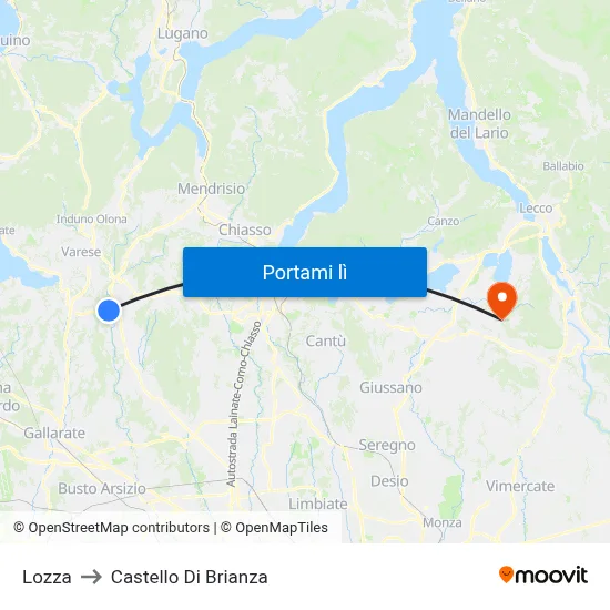 Lozza to Castello Di Brianza map